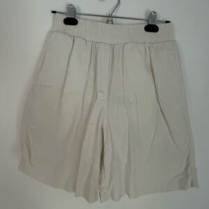 Women's Cream Linen Trouser Shorts